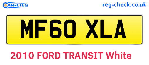 MF60XLA are the vehicle registration plates.