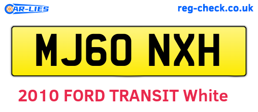 MJ60NXH are the vehicle registration plates.
