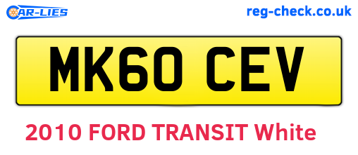 MK60CEV are the vehicle registration plates.