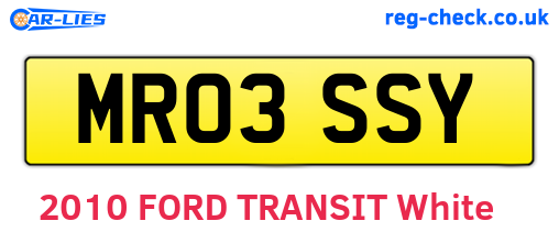 MR03SSY are the vehicle registration plates.