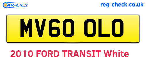 MV60OLO are the vehicle registration plates.