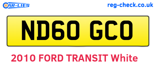 ND60GCO are the vehicle registration plates.