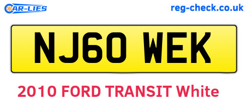 NJ60WEK are the vehicle registration plates.