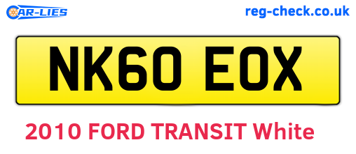 NK60EOX are the vehicle registration plates.