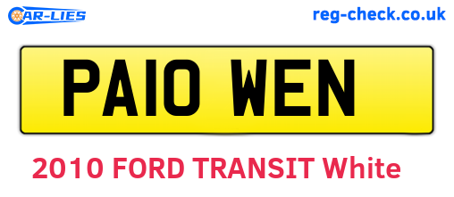 PA10WEN are the vehicle registration plates.