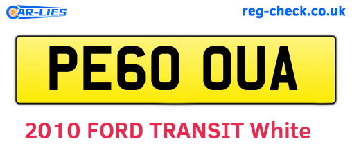 PE60OUA are the vehicle registration plates.