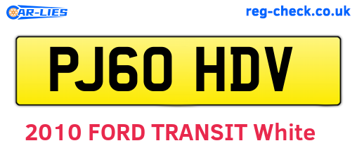 PJ60HDV are the vehicle registration plates.