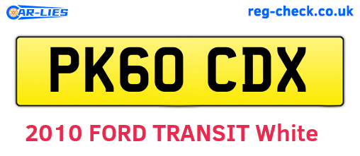 PK60CDX are the vehicle registration plates.