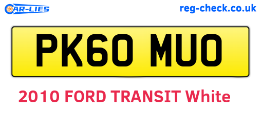 PK60MUO are the vehicle registration plates.
