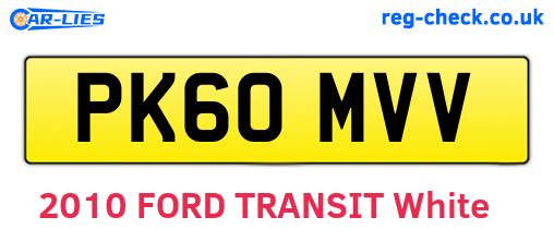 PK60MVV are the vehicle registration plates.