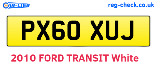 PX60XUJ are the vehicle registration plates.