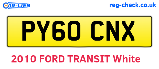 PY60CNX are the vehicle registration plates.