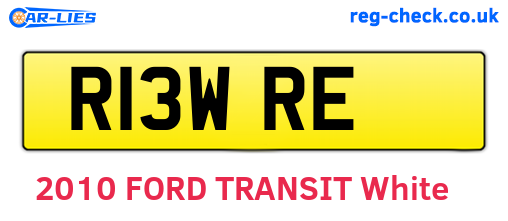 R13WRE are the vehicle registration plates.