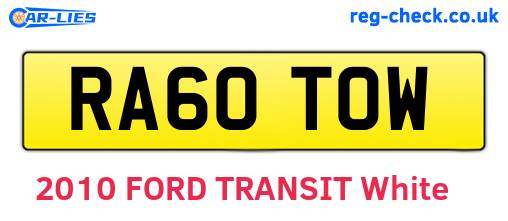 RA60TOW are the vehicle registration plates.