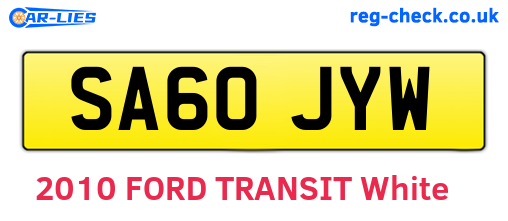 SA60JYW are the vehicle registration plates.