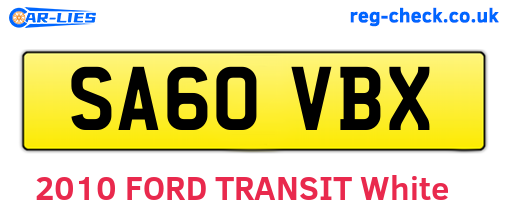 SA60VBX are the vehicle registration plates.