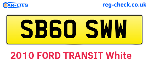 SB60SWW are the vehicle registration plates.