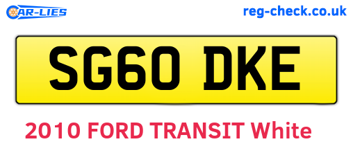 SG60DKE are the vehicle registration plates.