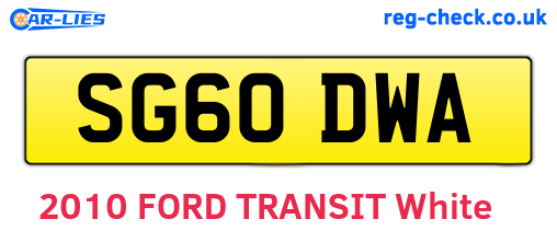 SG60DWA are the vehicle registration plates.