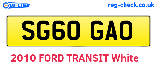SG60GAO are the vehicle registration plates.