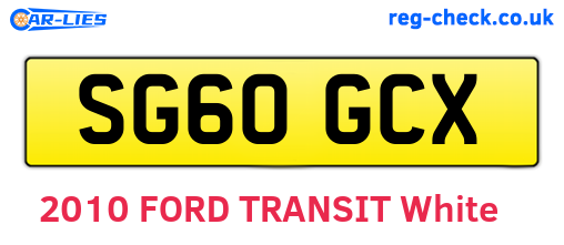 SG60GCX are the vehicle registration plates.