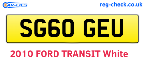 SG60GEU are the vehicle registration plates.