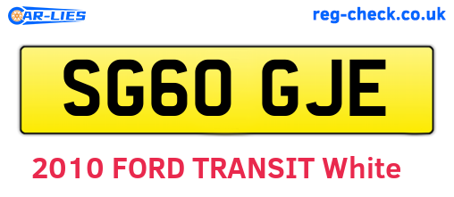 SG60GJE are the vehicle registration plates.