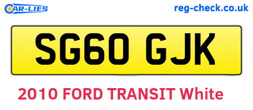SG60GJK are the vehicle registration plates.