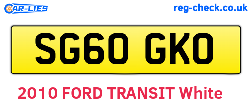SG60GKO are the vehicle registration plates.