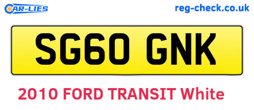 SG60GNK are the vehicle registration plates.
