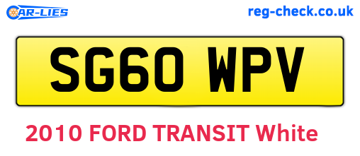 SG60WPV are the vehicle registration plates.