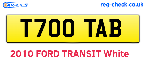 T700TAB are the vehicle registration plates.