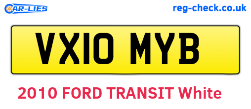 VX10MYB are the vehicle registration plates.