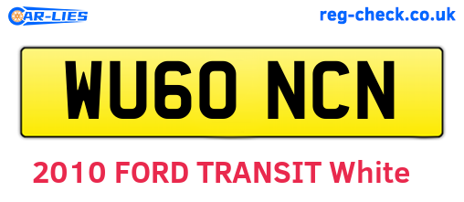 WU60NCN are the vehicle registration plates.