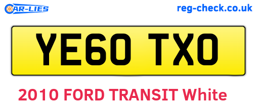 YE60TXO are the vehicle registration plates.