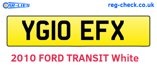 YG10EFX are the vehicle registration plates.