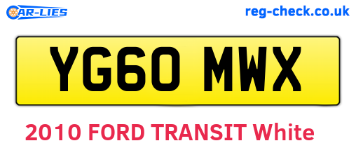 YG60MWX are the vehicle registration plates.