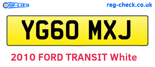 YG60MXJ are the vehicle registration plates.