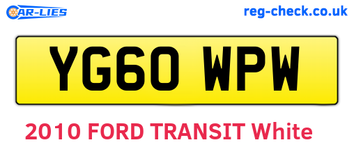 YG60WPW are the vehicle registration plates.