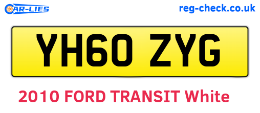 YH60ZYG are the vehicle registration plates.