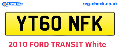 YT60NFK are the vehicle registration plates.