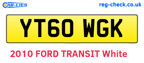 YT60WGK are the vehicle registration plates.