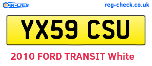 YX59CSU are the vehicle registration plates.