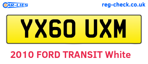YX60UXM are the vehicle registration plates.