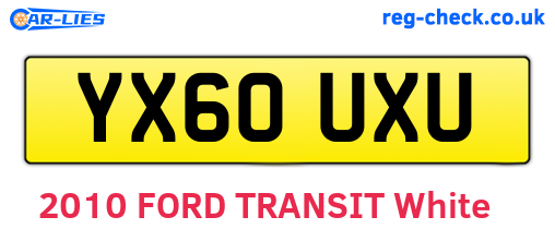 YX60UXU are the vehicle registration plates.