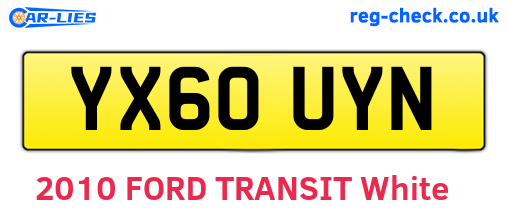 YX60UYN are the vehicle registration plates.