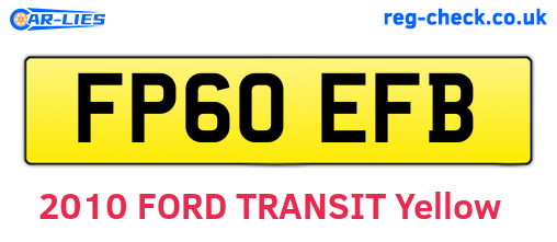 FP60EFB are the vehicle registration plates.