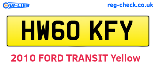 HW60KFY are the vehicle registration plates.