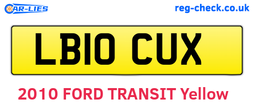 LB10CUX are the vehicle registration plates.