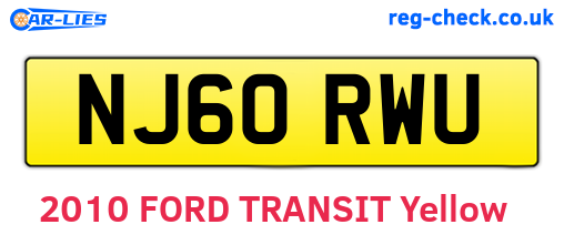 NJ60RWU are the vehicle registration plates.